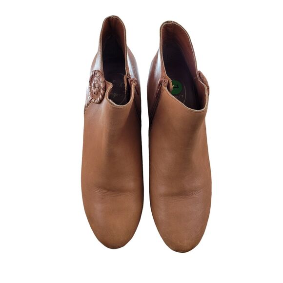 Jack Rogers Peyton Ankle Boots Size 7 Light Brown Leather Whipstitching Low Heel - Picture 3 of 10